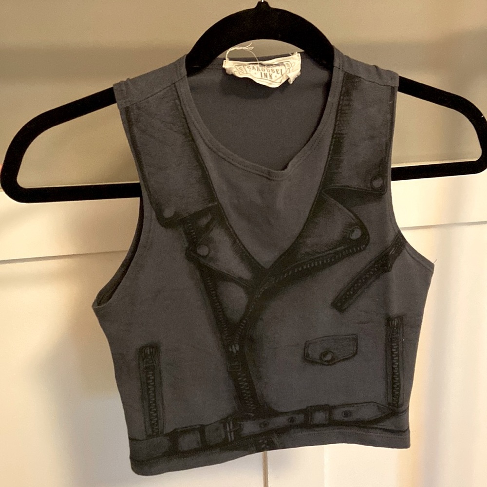 Carousel Ink Moto Sleeveless Crop Top